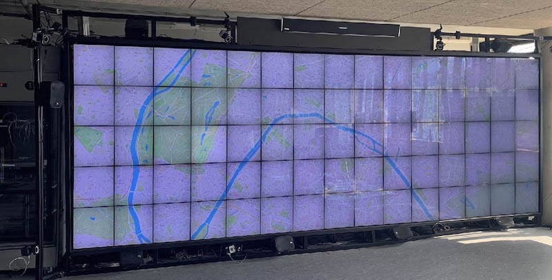 photos of marine traffic AIS data visualization on the WILDER and WILD-512K wall displays